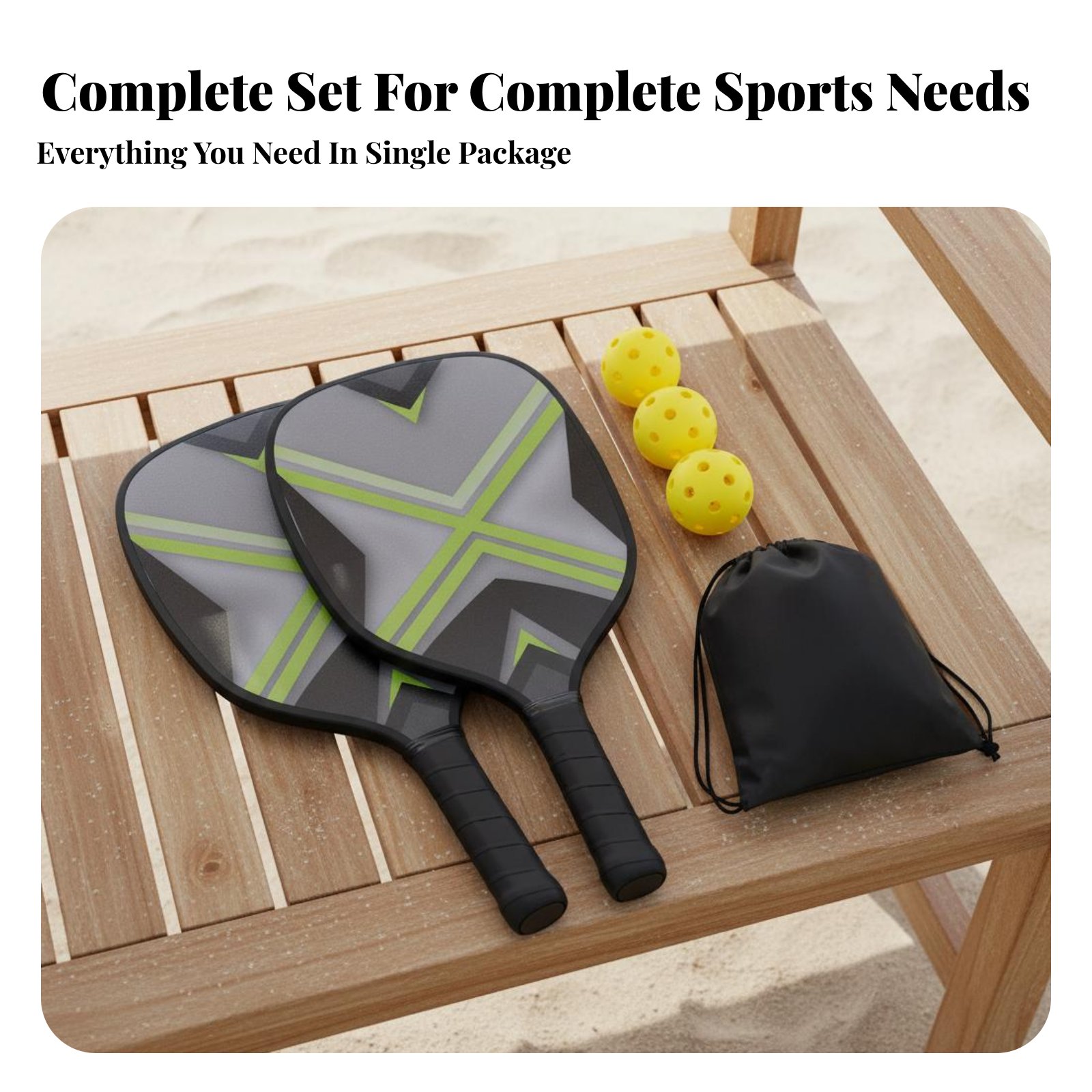 Outdoor Sports Center - Wooden Pickleball Paddle Set Poplar Wood