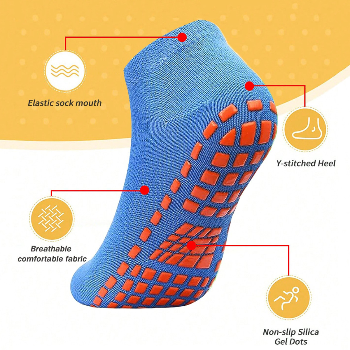 1/4 Pairs Unisex Silicone Non  - Trampoline Park Sock ulasan dan harga